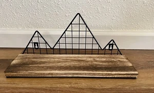 Schweberegal Rustikal Holz Vitrine Aufbewahrungsregal mit Metalldraht Mounatins NEU - Bild 1 von 4