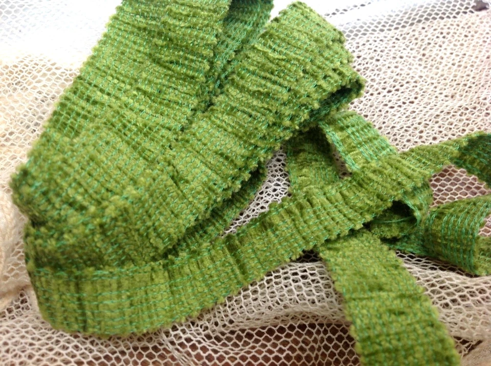 chenille edging finishing tape 5/8" trim ribbon 1yd brown or kiwi - Image 1 of 1