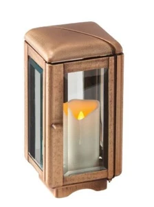 Hochwertige Grablampe aus Bronze Grablaterne Grablicht Grableuchte - Picture 1 of 2