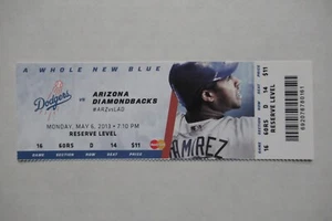 DODGERS VS DIAMONDBACKS 5/6/2013 FULL TICKET ~ TREVOR CAHILL (1ST ML TRIPLE) - Picture 1 of 1