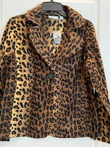 Susan Graver Jacke Leopardenmuster Größe XS mit Seitentaschen ein Knopf - Neu - Bild 1 von 24