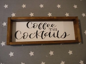 'Coffee bar ' Farmhouse wall hanging humorous kitchen handmade rustic sign mini - Picture 1 of 7