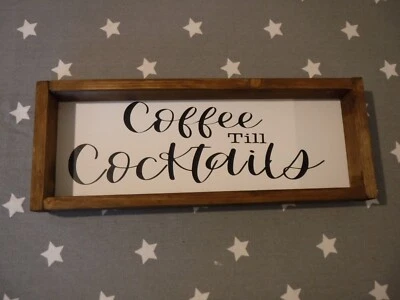 'Coffee bar ' Farmhouse wall hanging humorous kitchen handmade rustic sign mini - Image 1 of 4