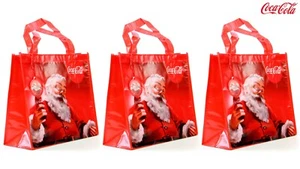 Christmas Coca Cola Shopper Bag Santa Claus 3 Collectible Bags Brand New - Imagen 1 de 24