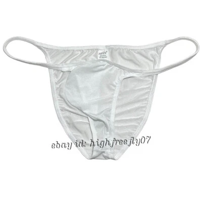 Men Shiny Skimpy Briefs Underwear Male Pouch String Briefs Ice Silk Thin Panties - Image 1 of 4
