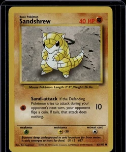 Sandshrew Common Base Set 062/102 NM - Picture 1 of 2