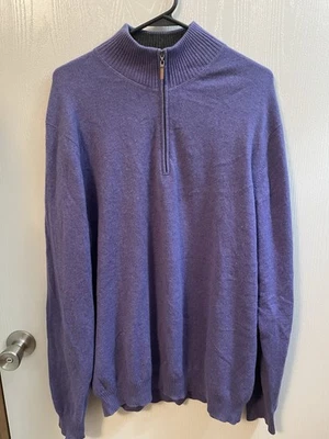 Suéter Kinross Cashmere para hombre con cremallera en púrpura talla XL Foto 1 de 4
