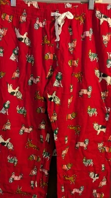 Pantalones de pijama de franela roja para perros de Navidad azul marino antiguo talla M para mujer  Foto 1 de 3