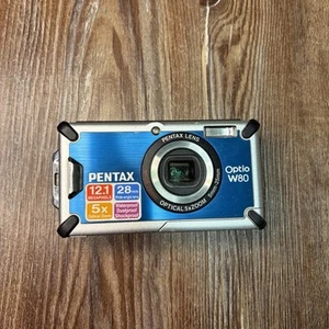PENTAX Optio W80 12.1 MP Waterproof, Shockproof Digital Camera Blue FOR PARTS - Picture 1 of 6