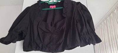 Krüger Dirndlbluse Gr 44 schwarz  Kurzarm Gummizug Neu - Bild 1 von 4