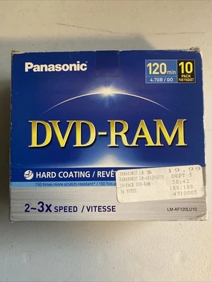 Panasonic LM-AF120LU10 DVD-RAM 120 min 4,7 GB 10 Pack 2-3X Velocidad NUEVO M2 Foto 1 de 4