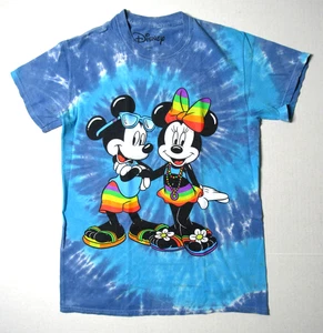 Disney Mickey and Minnie Mouse Beachwear Tie Dye Shirt Men's Size S Blue - Picture 1 of 3