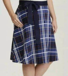 Torrid Dr Who Her Universe Blue Plaid A Line Tardis Print Skirt Plus Size 16 NEW - Picture 1 of 10
