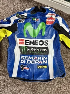 YAMAHA MotoGp Men Motorbike Racing Leather Jacket. Safety Protectors Included. - Picture 1 of 7