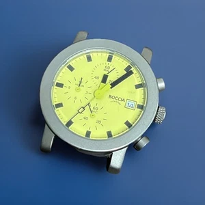 Boccia Uhr 37mm Gehäuse Titan Chronograph Datum gelbes Ziffernblatt LESEN ohne Band - Bild 1 von 13