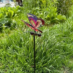 Butterfly Garden Stake Metal Yard Art Holiday Fairy Garden Accessories Outdoor - Picture 1 of 18