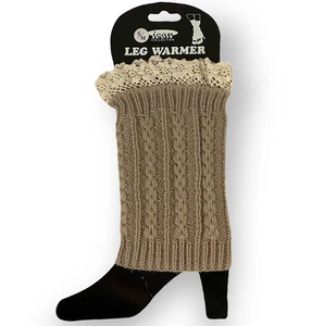Icon Collection Leg Warmer Ladies Size S/M NWT! Tan with Cream Color Lace Top - Picture 1 of 7
