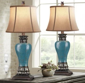 27 Set of 2 Tall Farmhouse Rustic Table Lamps for Living Room,3-Color Tempera... - Picture 1 of 4