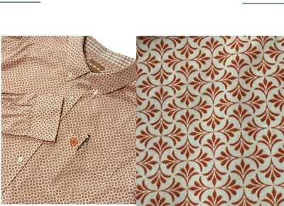 Ariat Men Shirt Button Wrinkle Free Floral Orange L Fitted Flip Cuff Long Sleeve - Image 1 of 4