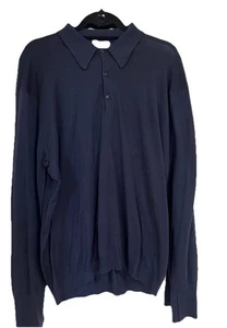 Vtg.John Smedley Sea Island Cotton Navy Blue Sweater Size Large. Made In England - Picture 1 of 7