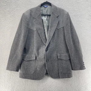 Vintage Pendleton Jacket Mens 44 Wool Western Blazer Suede Elbow Patches USA 90s - Picture 1 of 21