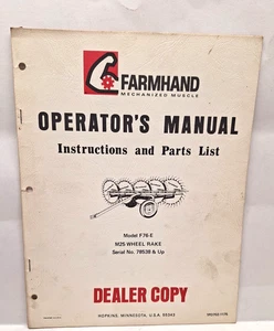 FARMHAND WHEEL RAKE OPERATORS MANUAL DEALER COPY 1PD702-1175 REF # 912025-337 - Bild 1 von 4