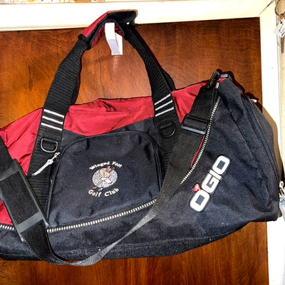 OGIO Half Dome Duffle Bag Gym Bag Maroon/Black Winged Foot & Fordham Rams Logos - Image 1 of 4