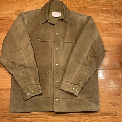 Vtg FILSON Style 60 Tan Tin Cloth Waxed Hunting Cruiser Jacket Coat USA Size 36 - Image 1 of 4