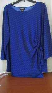 LIZ  CLAIBORNE CAREER Blue & Black 3/4 SLEEVE  BLOUSE TOP SHIRT Women's XXL - Picture 1 of 4