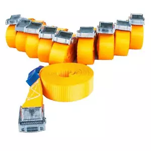 10x Spanngurt Klemmschloss 4m lang 25mm breit 250 kg daN orange Zurrgurte DIN EN - Bild 1 von 8