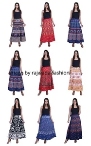 Long Skirt Wrap Around Skirt Women Ethnic Floral Rapron Indian Cotton Printed - Bild 1 von 52