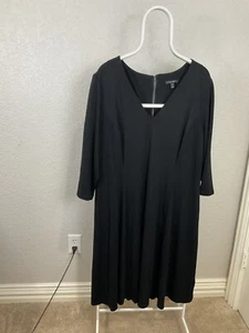 Lane Bryant 3/4 Sleeve V Neck Fit & Flare Dress Black Knit Womens Size 22/24 - Picture 1 of 8