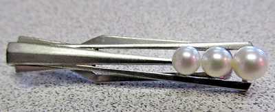   Clip de corbata Mikimoto de alta calidad o broche de corbata barra de corbata esterlina SIN RESERVA Foto 1 de 4