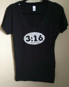 TULTEX BLACK JOHN 3:16 BIBLE VERSE FOR GOD SO LOVED THE WORLD... T-shirt NWOT L - Picture 1 of 3