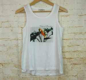 Express Tank Womens XS White Tropical Paradise Graphic One Eleven Beach Summer - Picture 1 of 9