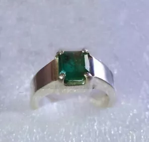 Raw Emerald Ring Sterling Silver Ring Gift Statement Ring Gift For Him Mens - Picture 1 of 4