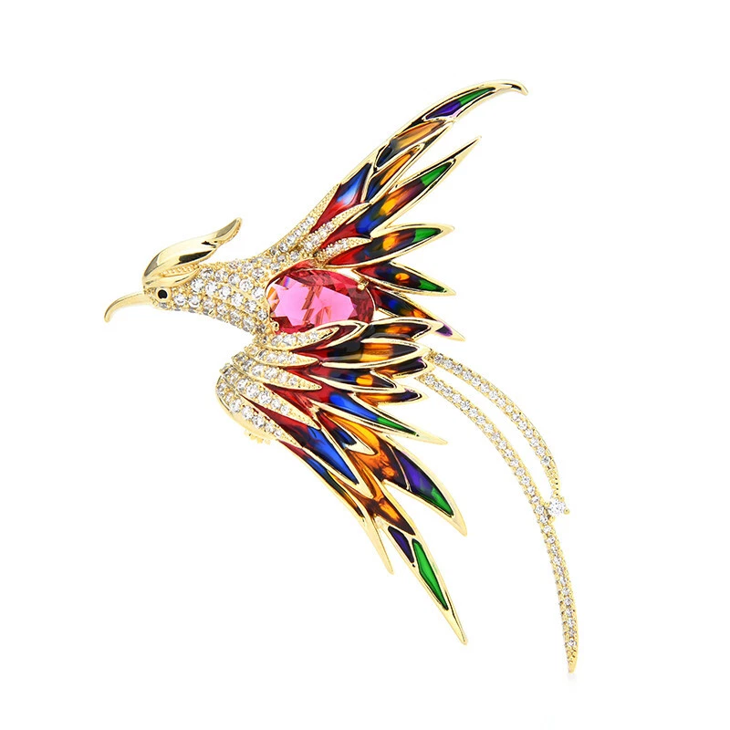 Phönix Brosche, Multicolore Vogel Brosche, Tier Schmuck, Tier Brosche - Bild 1 von 1