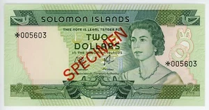 (1977) Solomon Islands $2 Dollars Specimen Star P#5 UNC #17252q - Picture 1 of 4