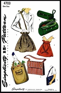 Simplicity # 4703 Purse Handbag Bag Fabric Sewing Pattern Accessory Knitting - Picture 1 of 2