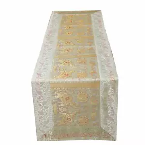 Indian Silk Table Runner Wedding Table Cloth Table Cover Table Fabric Vintage - Picture 1 of 4