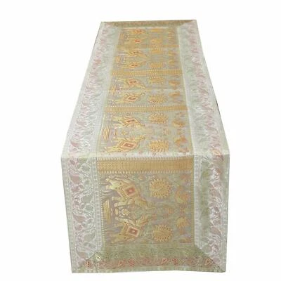 Indian Silk Table Runner  Wedding Table Cloth Table Cover Table Fabric Vintage - Image 1 of 4