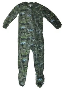 Boys One Piece Pajamas Fleece Footed Camouflage Dinosaur Blanket Sleeper-size 4 - Picture 1 of 5