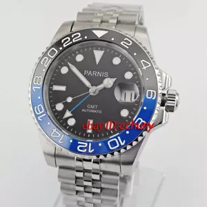 40 mm Parnis cristal zafiro azul GMT manos automático para hombre 2643 - Imagen 1 de 7