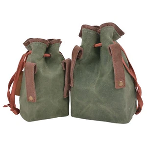Bolsa de cartucho de escopeta rifle con cordón de lona/cuero bolsa de cinturón portátil - Imagen 1 de 30