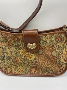 FOSSIL 75082 vintage flowered Tapestry handbag; silver tone logo - Picture 1 of 10