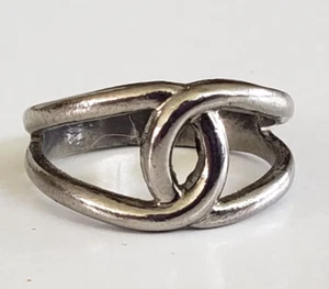 Vintage Knoten konischer silberfarbener Bandring Größe 5 - Bild 1 von 12
