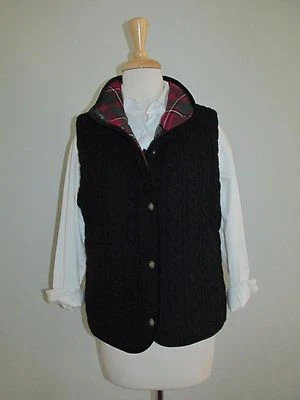 Pendleton Womens Size L Red Plaid & Black Wool Cable Front Vest - Image 1 of 4