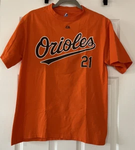 MLB Baltimore Orioles Baseball Nick Markakis Majestic T-Shirt Men's M Orange - Picture 1 of 5