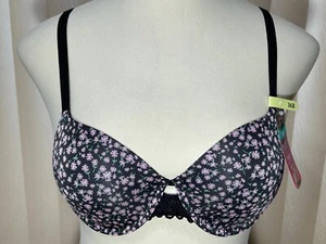 Maidenform T Shirt Bra 36B Underwire Convertible One Fab Black Floral DM7549 - Picture 1 of 12