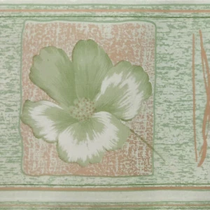 4-in 33-ft Peel and Stick Floral Green Brown Distressed Wallpaper Border - Picture 1 of 4